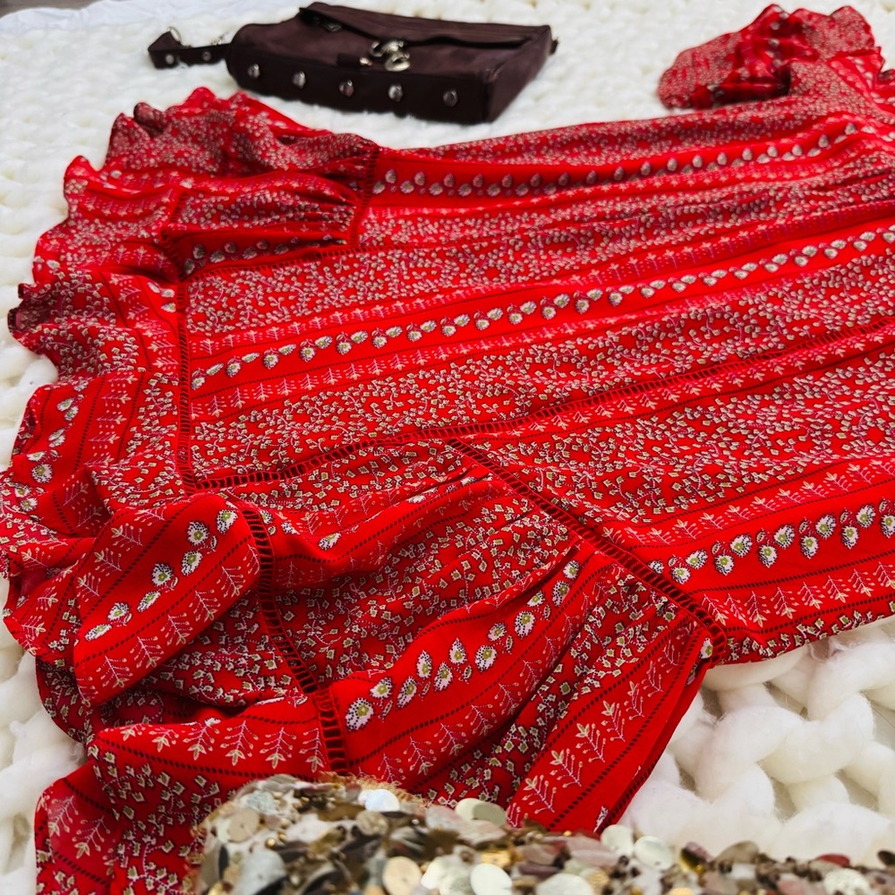 Red Floral Patterned Dress
